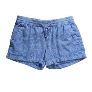 Old Navy Linen Blend Shorts Women M Blue Coastal Summer Beach Casual Nautical